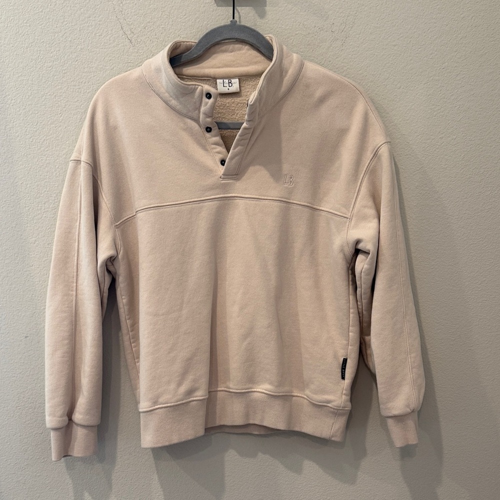 Little Bipsy Adult Mockneck Beige‎ Pullover Sweatshirt Size Small